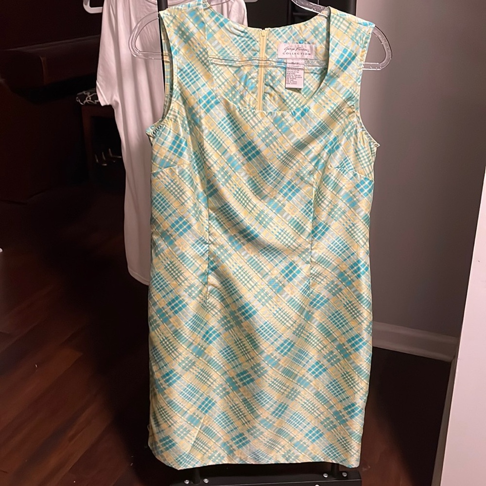 Giorgio Fiorlini 15/16 Yellow/Turquoise Plaid Sleeveless Dress